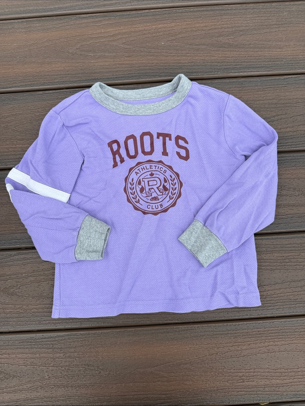 Roots Lavender Long-Sleeve Tee with Grey Trim